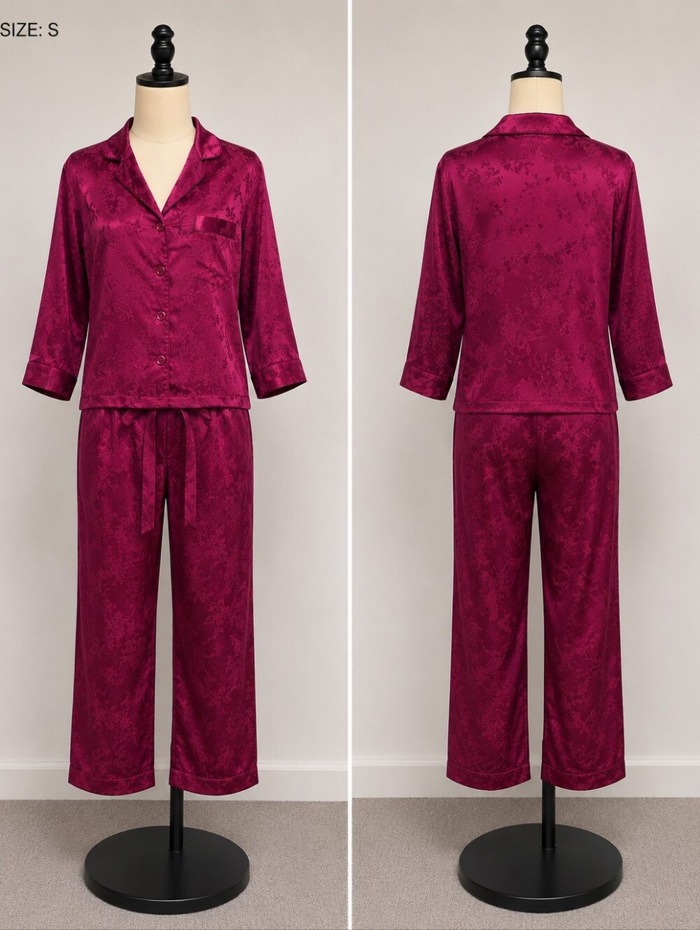 Victoria’s Secret Satin Floral Pajama Set Pink Size S